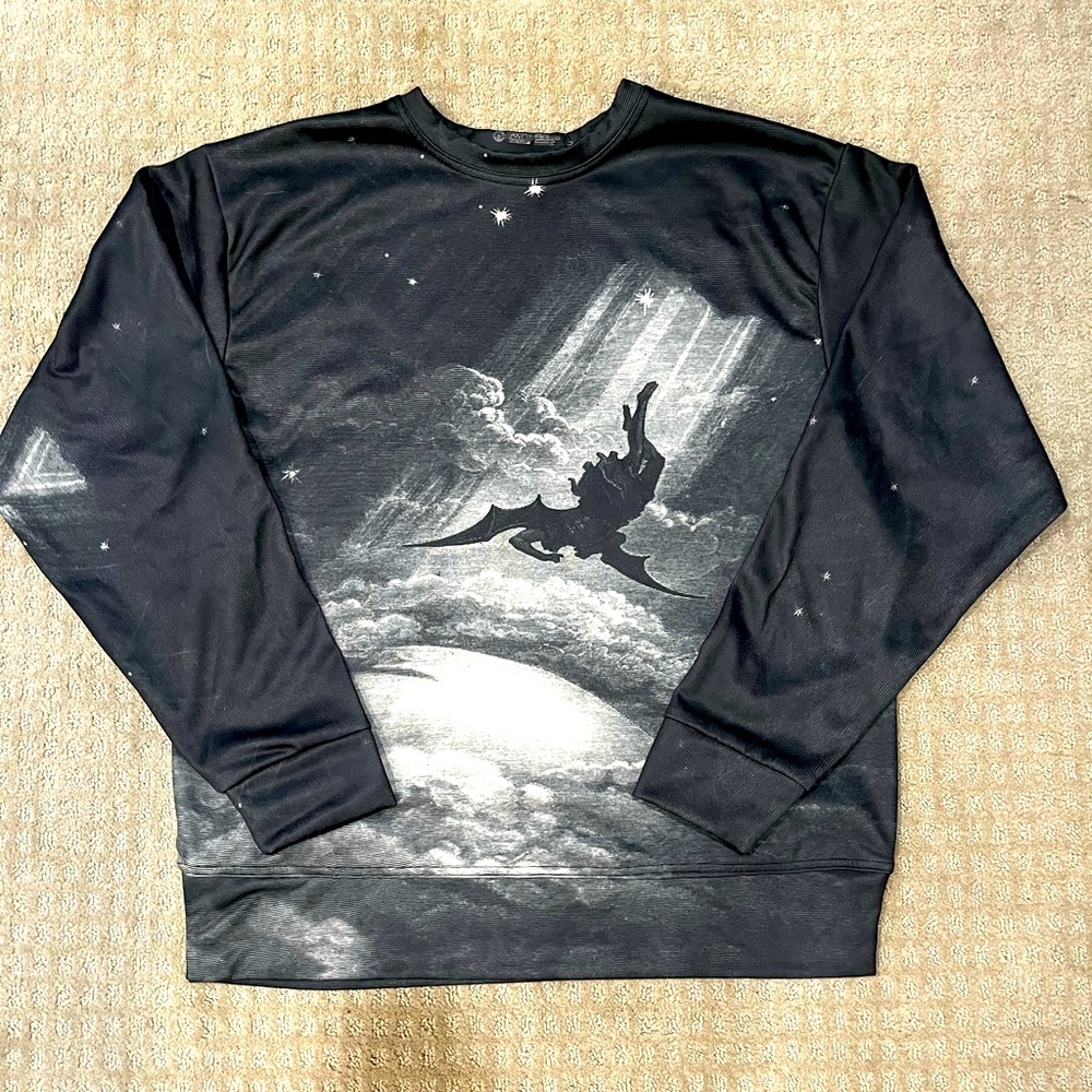 Black Graphic Crewneck Sweater